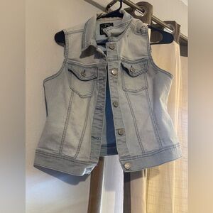 Wax Jean women size LARGE Light Blue Denim Vest outdoor travel vacation fall